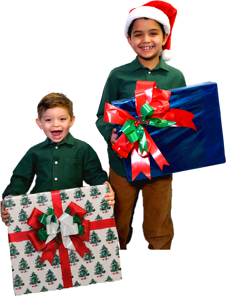 Niños con regalos de Navidad